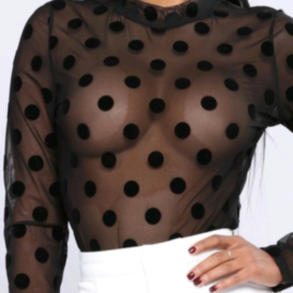 Brand new polka dot sheer bodysuit.